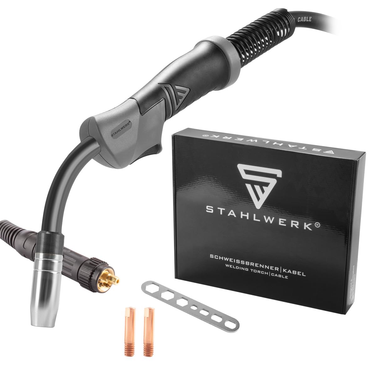 STAHLWERK MIG MAG antorcha de soldadura AK15/​MB15 paquete de mangueras 5 m conexión Euro central máquinas de soldadura refrigerado por gas ligero flexible