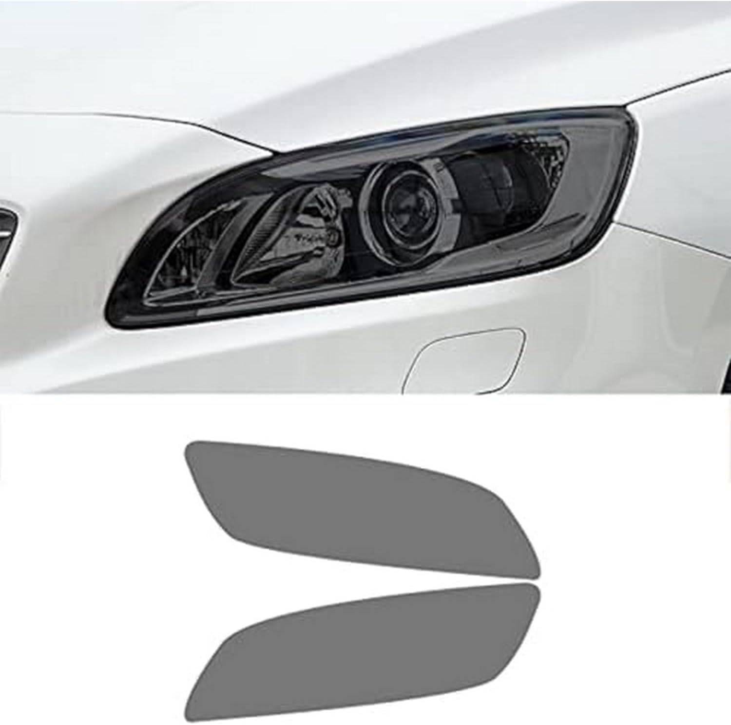 SamLng Car Front Light Film for Volvo V60 2014-2018 Car Headlight Protective Film Front Light Transparent Blackened TPU Sticker Car Headlight Protective Film