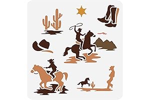 FINGERINSPIRE Western Cowboy Theme Stencil for Immersive DIY Projects