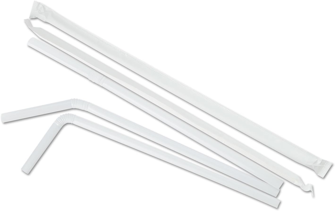 Boardwalk Flexible Wrapped Straws, 7 3/4 inch, White, 400/Pack