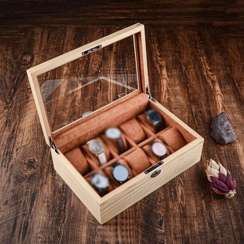 Caja de Madera Maciza para Guardar Relojes, Joyas, Pulseras y Colecciones