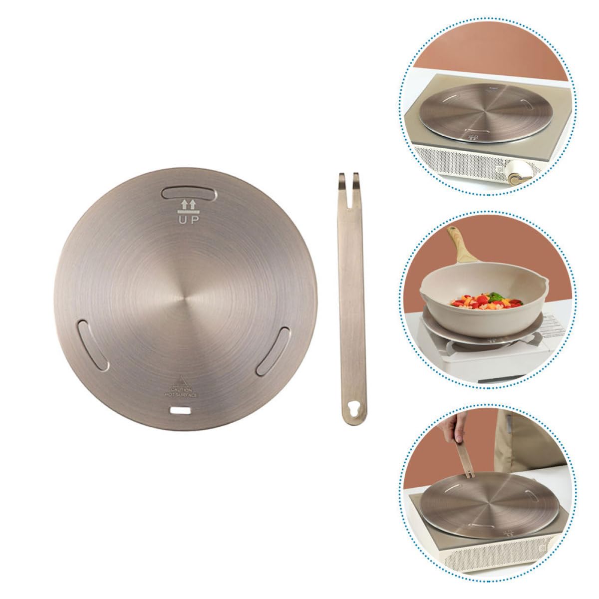 Difusor de Calor Redondo de 28 CM en Acero Inoxidable para Cocina Inducción y Gas, Placa Guía Térmica para Ollas y Uso en Vitrocerámica