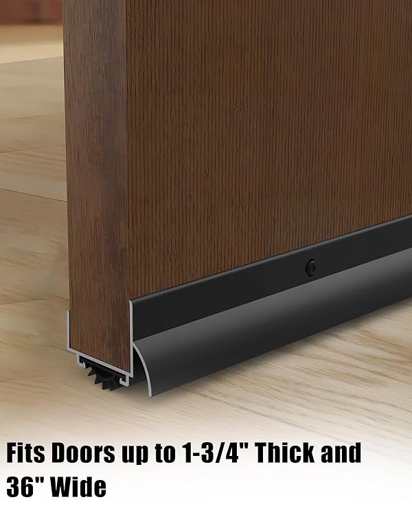 1 Pcs 1-3/4" x 36" U Shaped Aluminum Door Sweep for Exterior Doors, Metal Weather Stripping Seal, Draft Stopper Threshold, Door Sweep Draft Stopper, Black by JUFZQO - Image 3