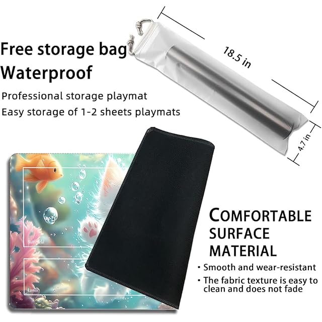 Foto 2 de 5 de MTG PlayMat, 60 x 35 cm TCG PlayMat Stitched Edges Trading Card Game Play Mats with Storage Bag Smooth Rubber…