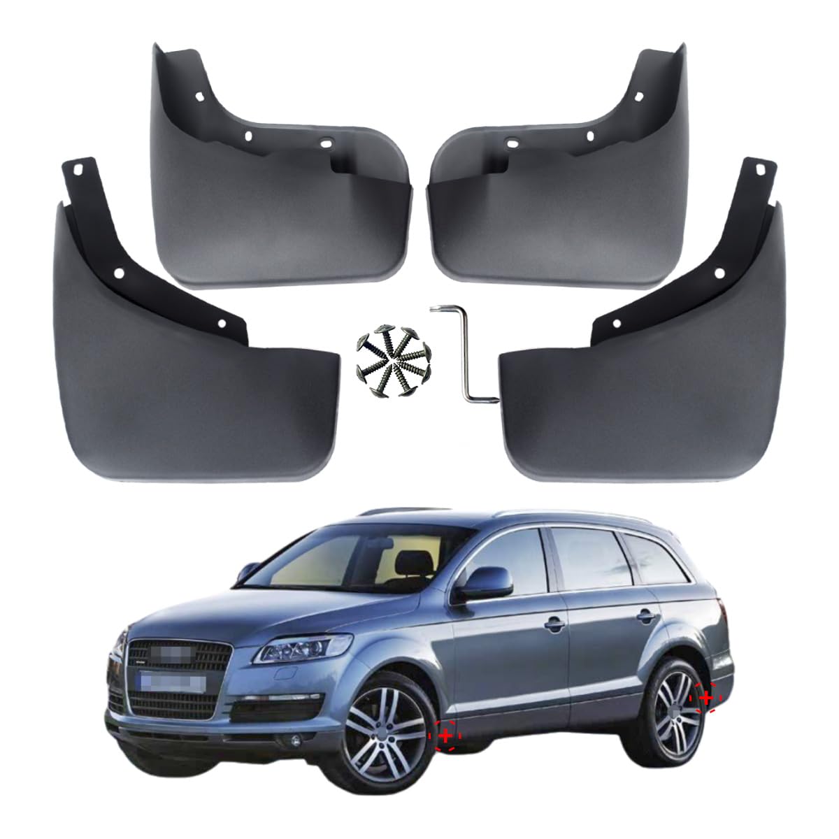 Acwyahso Car Mud Flaps for Audi Q7 2006-2014 (Not Sline) Splash Guards Mudguards Front Rear 4pcs - Anti-Scour & Impact Resistant, Heavy Duty Stone Shield