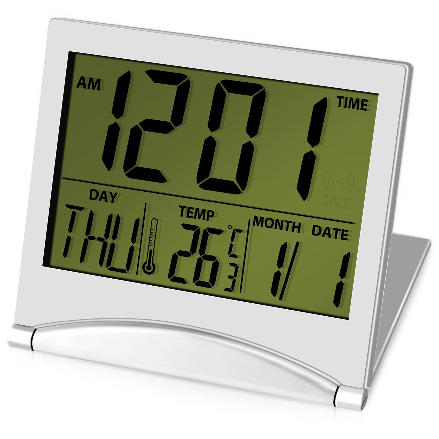 Agwuoetr Digital Travel Alarm Clock Battery Operated Portable Large Number Display Clock With Temperature 12/24H Small Desk Clock