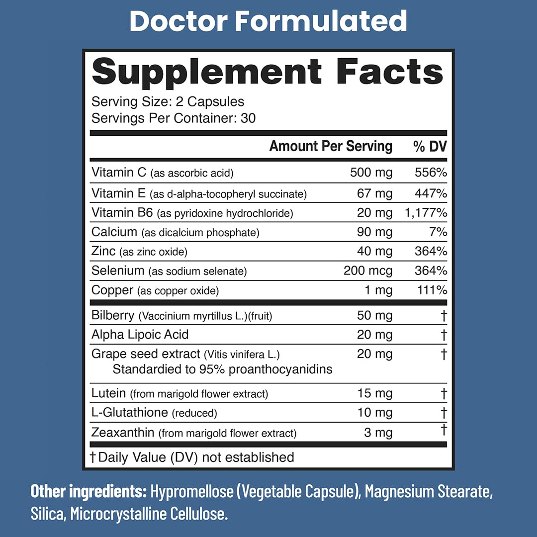 Macular Support with Lutein, Zeaxanthin Supplements, 60 Vegetarian Capsules — Amazon image 2