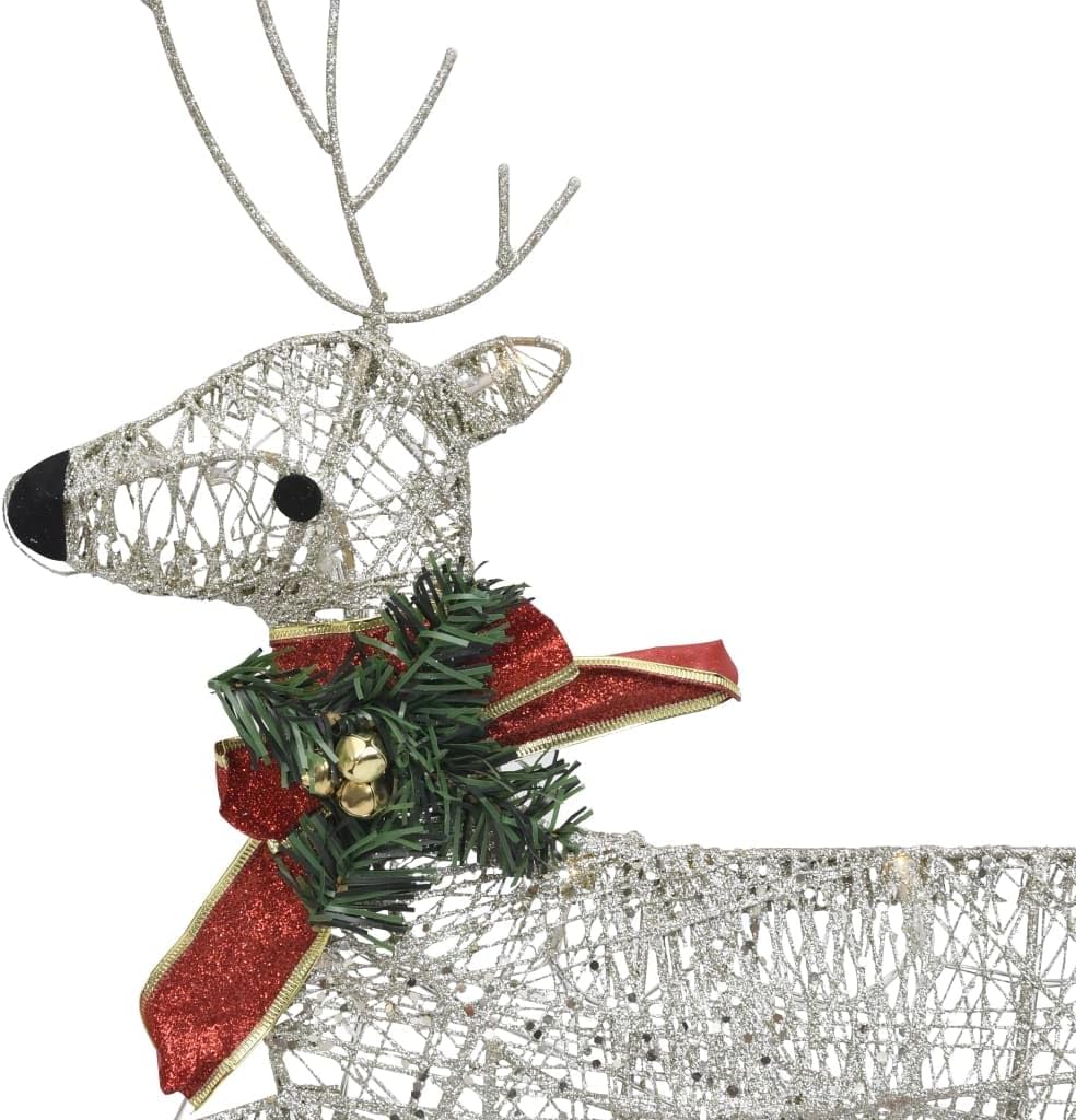vidaXL Metal Mesh Reindeer and Sleigh Christmas Decoration in Gold