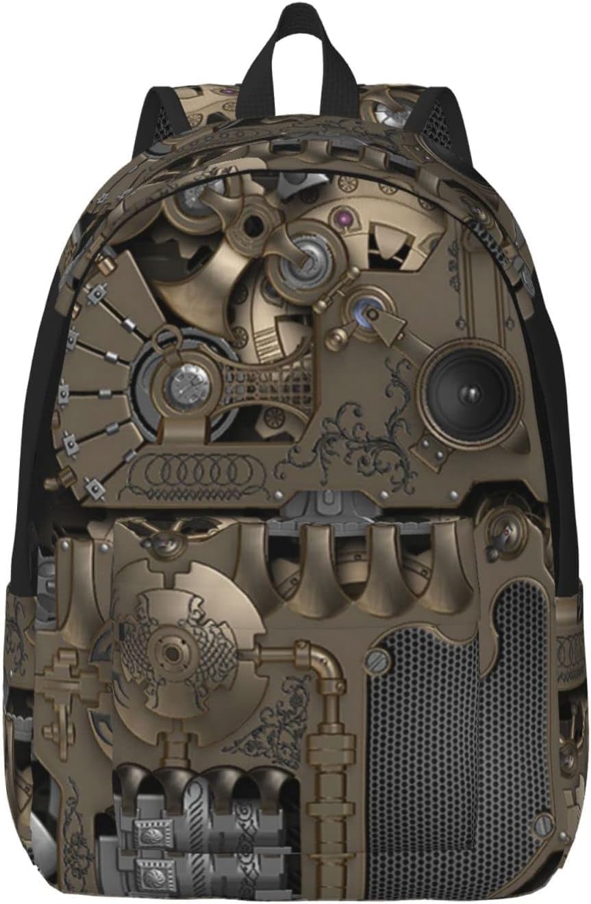 Styl Casual Lekki Steampunkowy Mechaniczny Sprzęt Płócienny Plecak Tornister Plecak Podróżny, Black, M