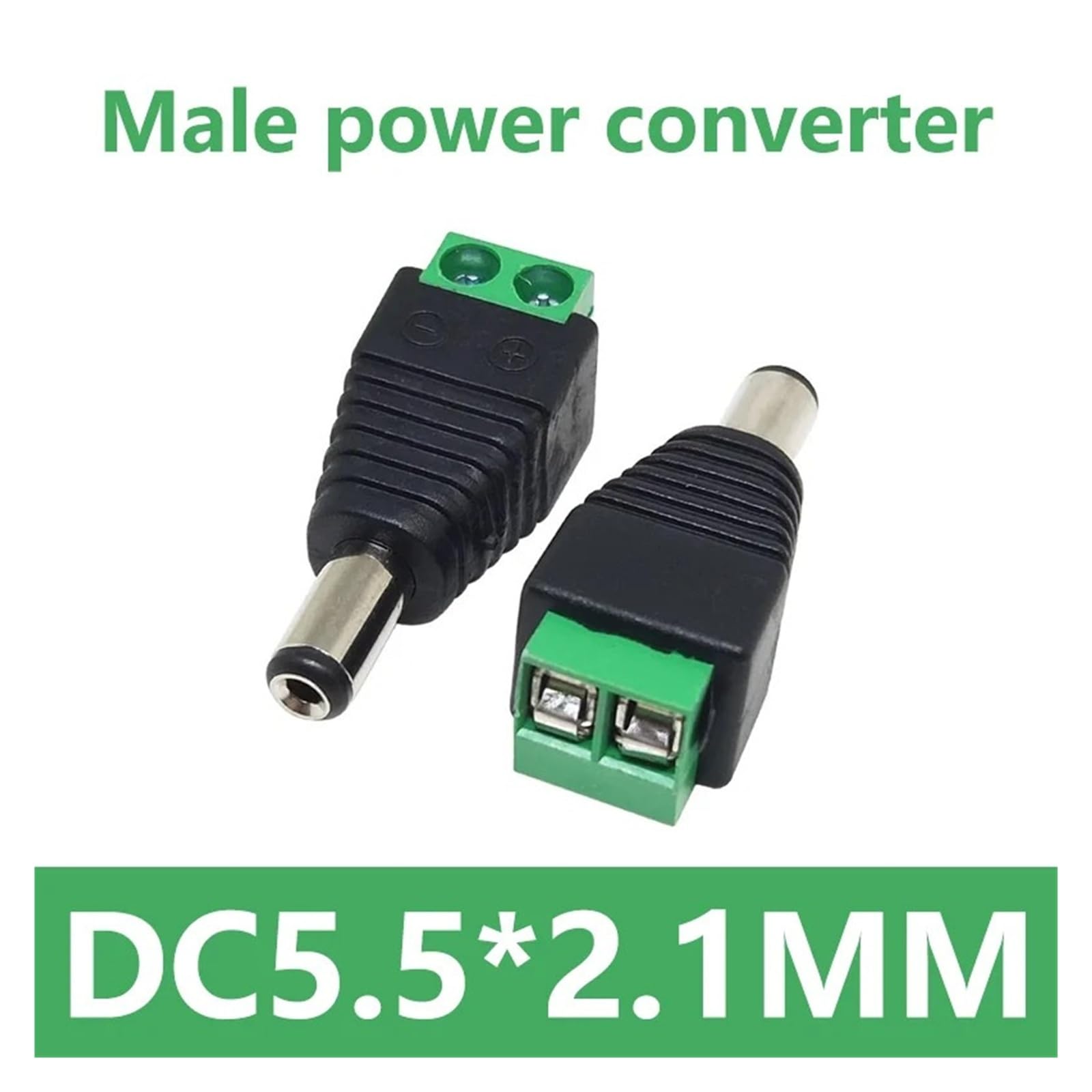 Złącze zasilania DC wtyczka jack 2,1 x 5,5 mm męski żeński adapter do kamery CCTV taśma LED 5 szt. (5,5 x 2,1 mm męski, 20 szt.)