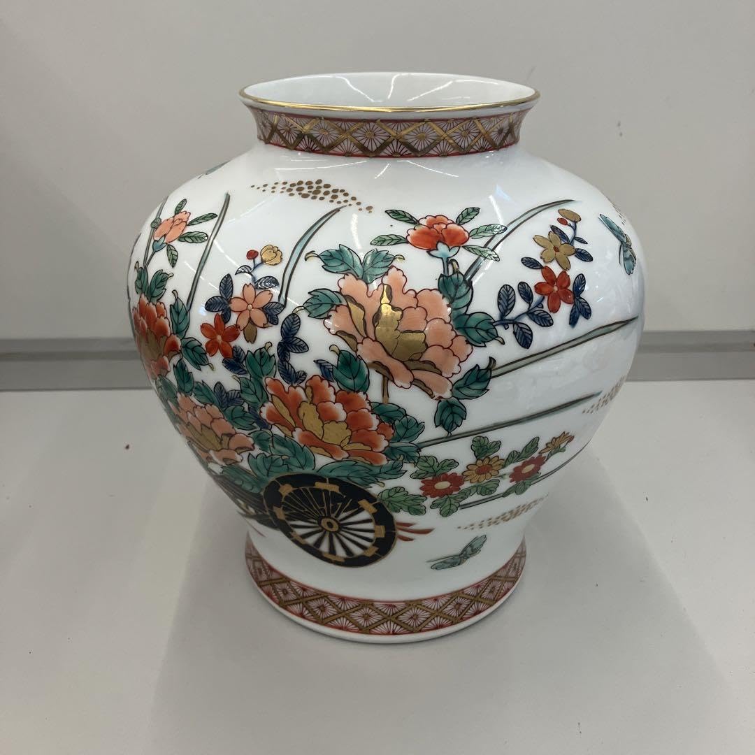 Amazon.co.jp: 有田焼 花瓶 壺 秀峰 つぼ 花瓶 花柄 牡丹 花車 蝶 
