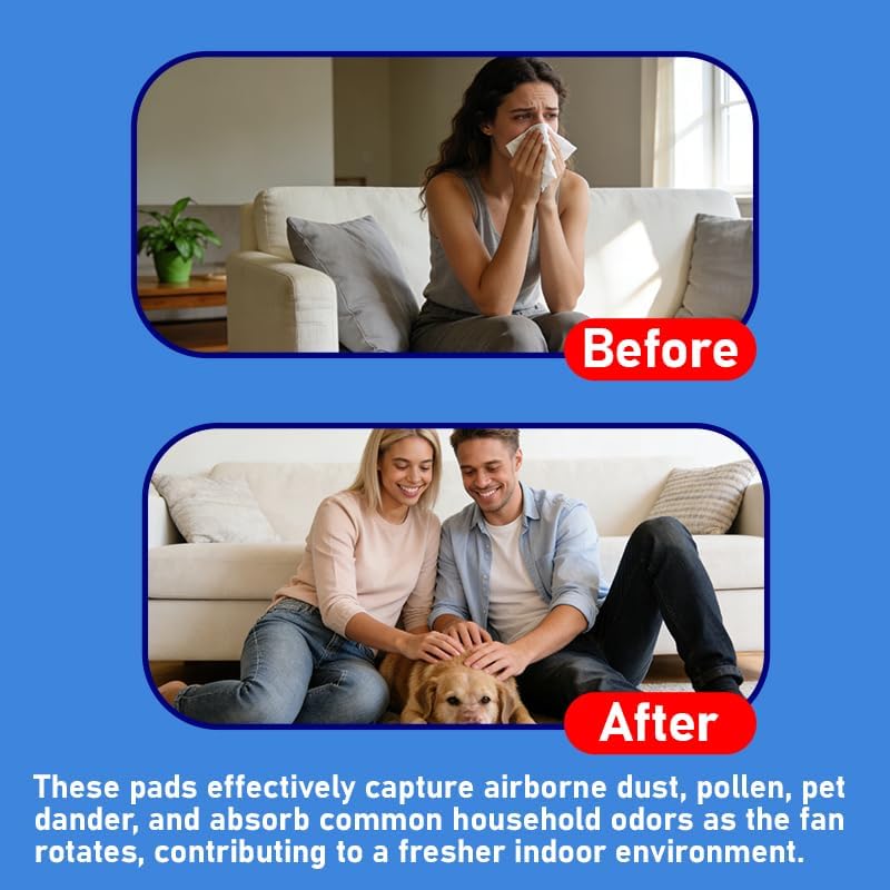 36 Pack Compact Fan Filters - 4.8"x3.5" Activated Carbon Pads for Small Fans, Closets, Shoe Cabinet & Pet Areas