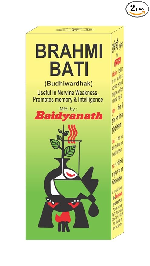 Baidyanath Brahmi Bati - Memory Booster and Helps Relieve Stress - 30 Tablets (Pack of 2)