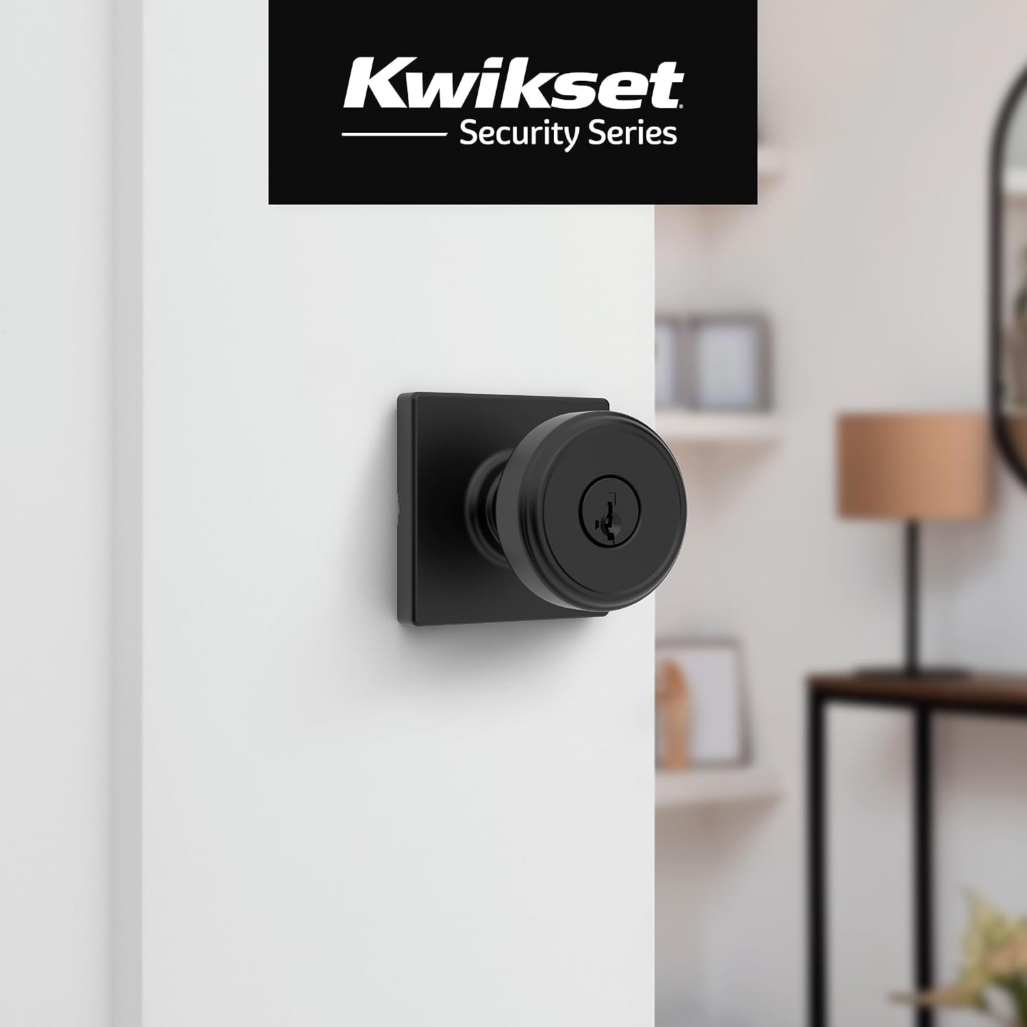 Kwikset Maven Entry Door Knob with Lock and Key, Secure Keyed Handle Exterior, Square Front Entrance and Bedroom, Matte Black, Pick Resistant SmartKey Rekey Security and Microban (Pack of 10)