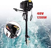 Vista 8 de Motor fuera de borda eléctrico de 48 V 1200 W, motor de 5 hélice de pesca para barco de arrastre para barcos inflables, canoas y barcos de pesca