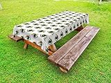 ABAKUHAUS Globe oculaire Nappe Extérieure, Motif Style Pictogramme, Nappe de Table de Pique-Nique Lavable et Décorative, 145 cm x 210 cm, Multicolore