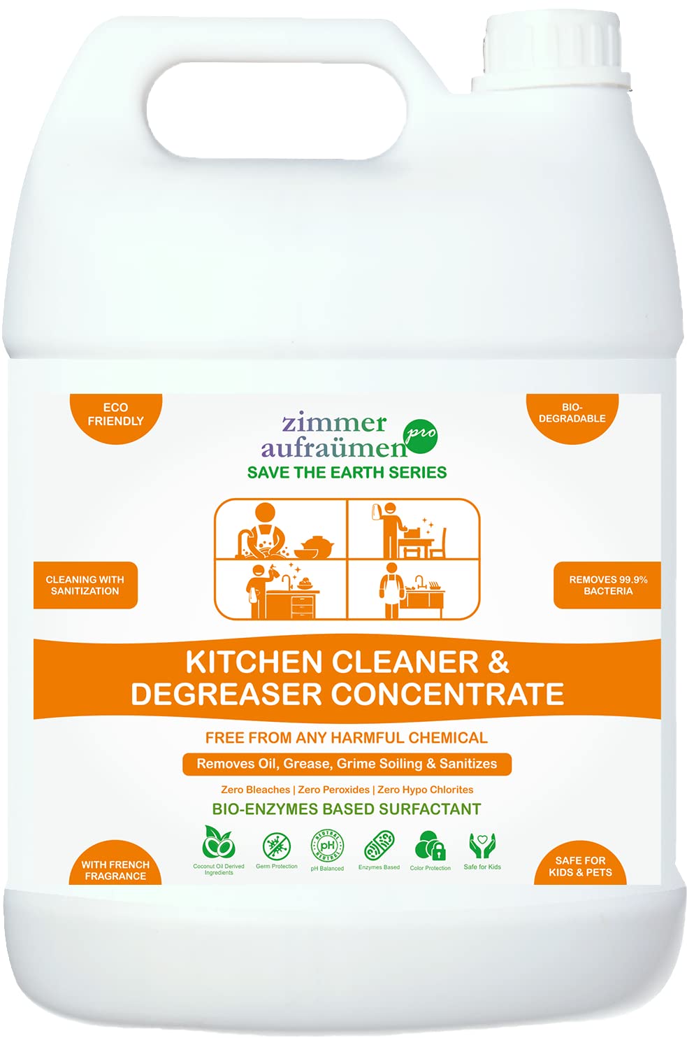 Zimmer Aufraumen Pro Kitchen Cleaner & Degreaser Concentrate 5Lit. Free From any Harmful Chemical