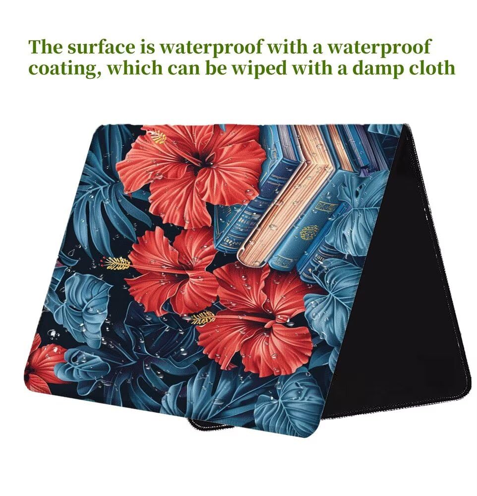 Alfombrilla Ratón, Alfombrilla Gaming Flor XXL 1200x600x3mm, Extendida Base de Antideslizante Caucho Mouse Pad Libro, Protector Escritorio con Bordes Cosidos, Mejora la precisión y la Velocidad B-2