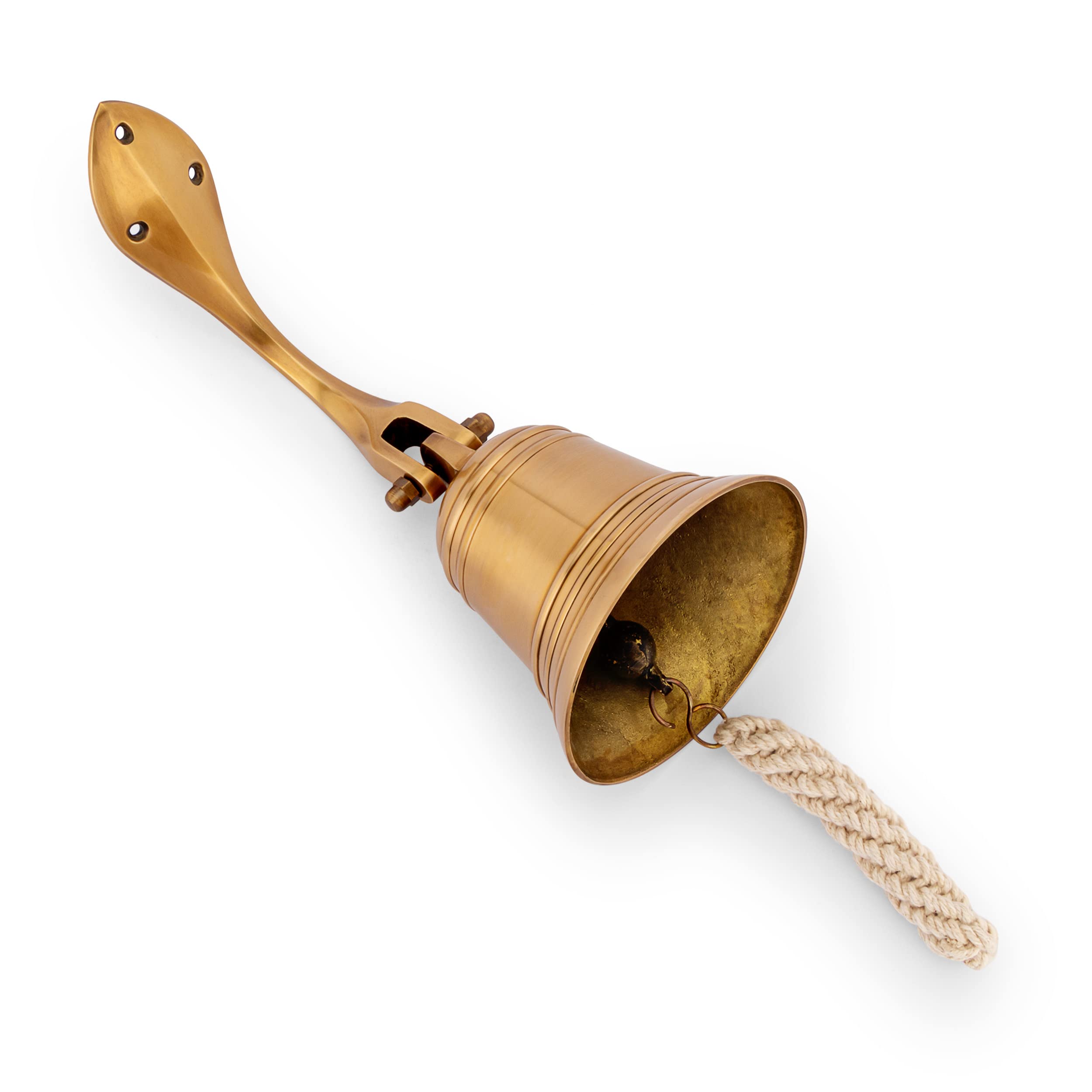 NKlaus 11576 - Campana de latón antiguo con soporte de 10 cm, campana náutica