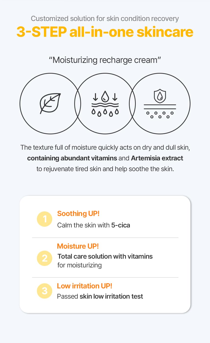 Korean Face Moisturizer 3 in1 Hydrating Cream with Vitamin C, Centella Asiatica & Hyaluronic Acid Lightweight K Beauty Skincare for Dry & Sensitive Skin - Image 7