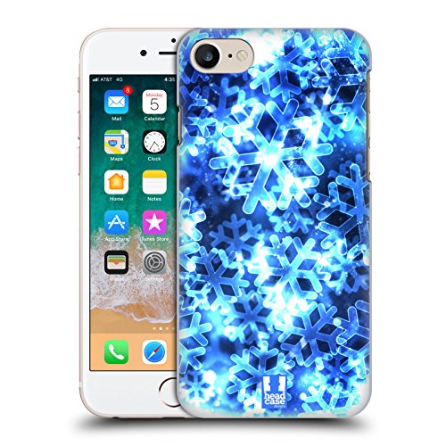 Coque iPhone 8 cadeau Noël design flocons bleu pour smartphone Apple