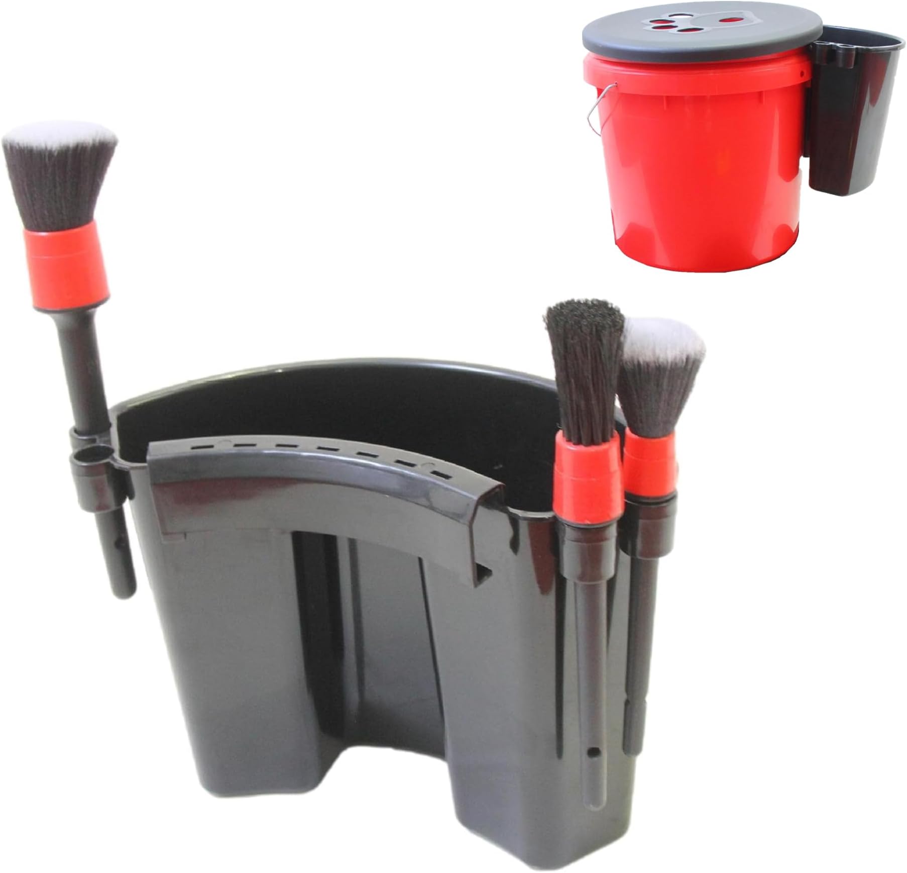 Car Detailing Bucket Organizer - Portable Auto Wash Tool Hanger, Black