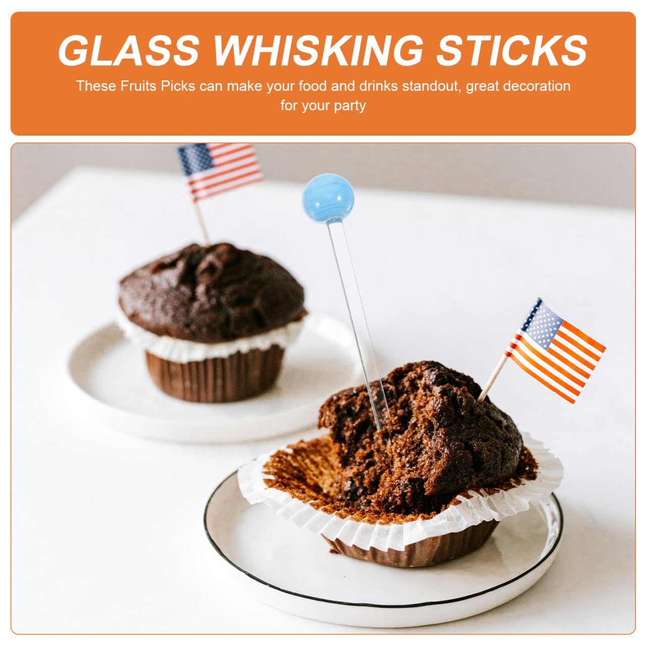 Cabilock 5pcs Cocktail Picks Glass Cocktail Garnish Toothpicks Cocktail Swizzle Stirrer Sticks Fancy Skewers Picks Reusable for Appetizers Olives Brandied Cherries