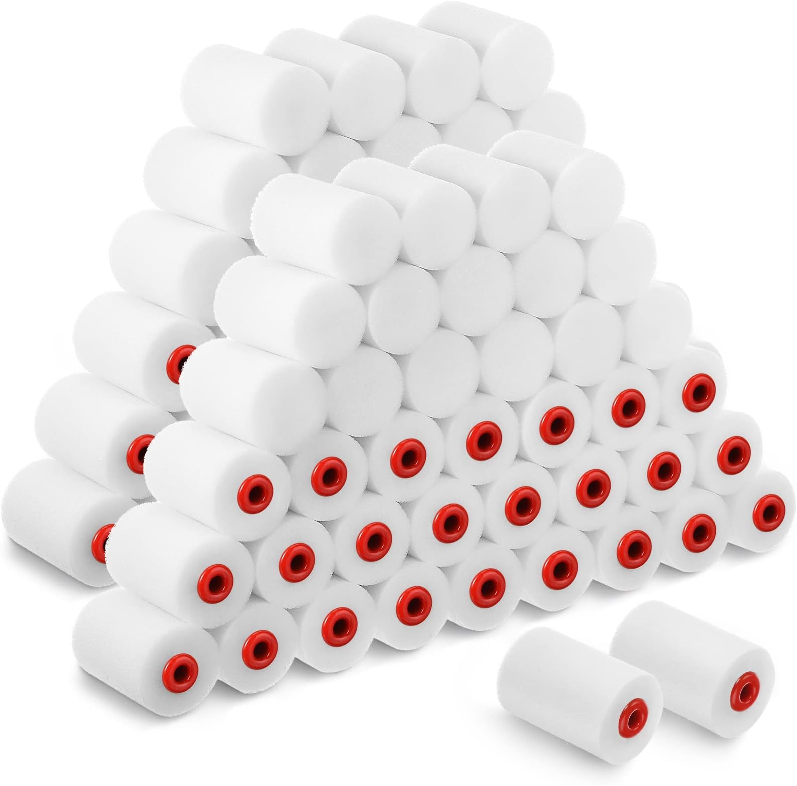 60 Pcs 2 Inch Foam Mini Paint Roller Covers Small High Density Sponge Paint Roller Refills for Painting House Wall Cabinet Household Tool Textured Smooth Corner