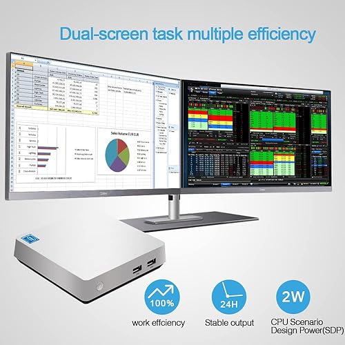 Miniatura 7 de Mini PC sin ventilador Intel Atom Z8350, mini PC de escritorio con Windows 10 Pro, 8 GB LDDR3 128 GB EMMC, mini computadora compatible con pantalla