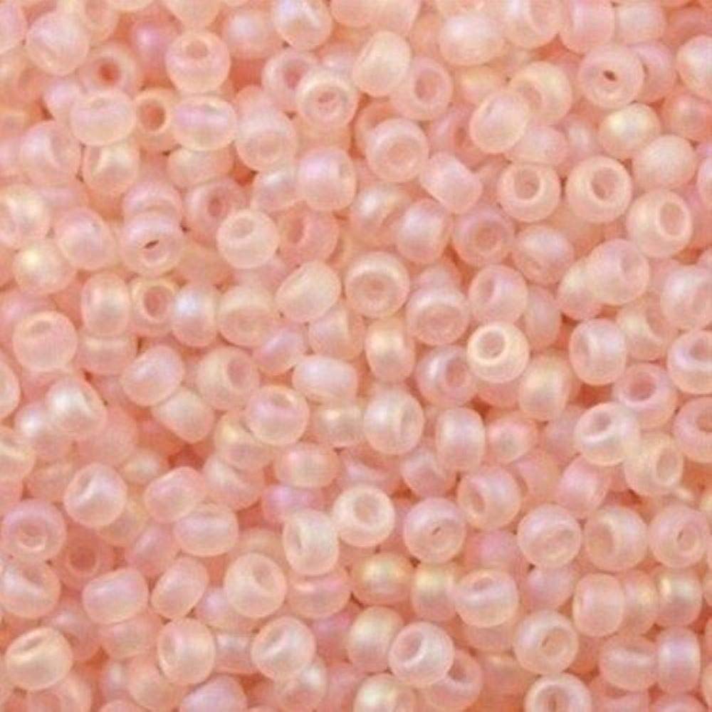 Pale Pink AB Matte Miyuki Japanese round rocailles glass seed beads 11/0 Approximately 24 gram 5 inch tube by Miyuki 11 Round