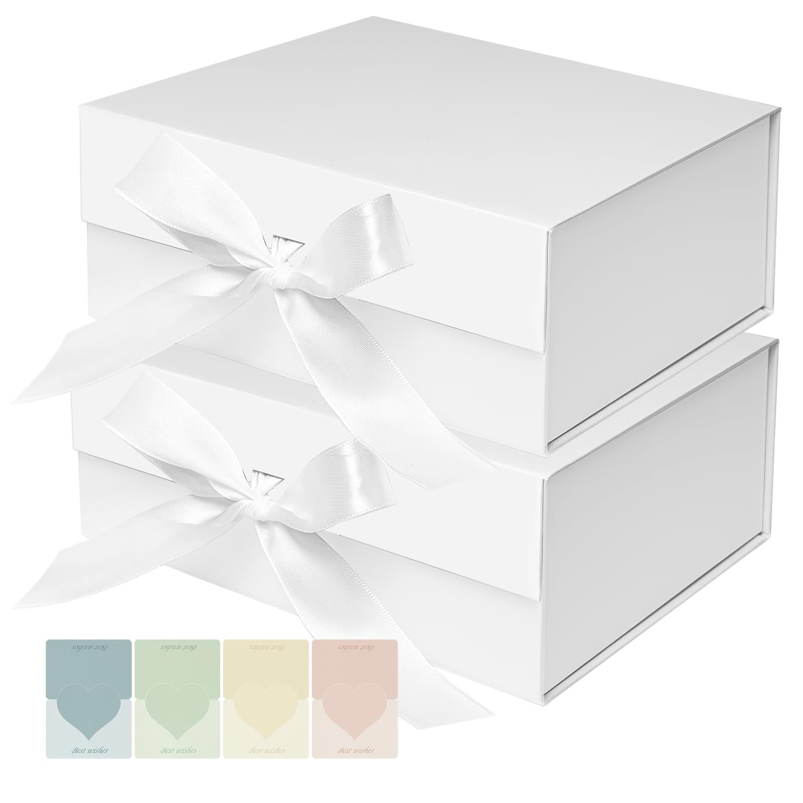 Magnetic Gift Box with Lid, White, Small, 2 Pack