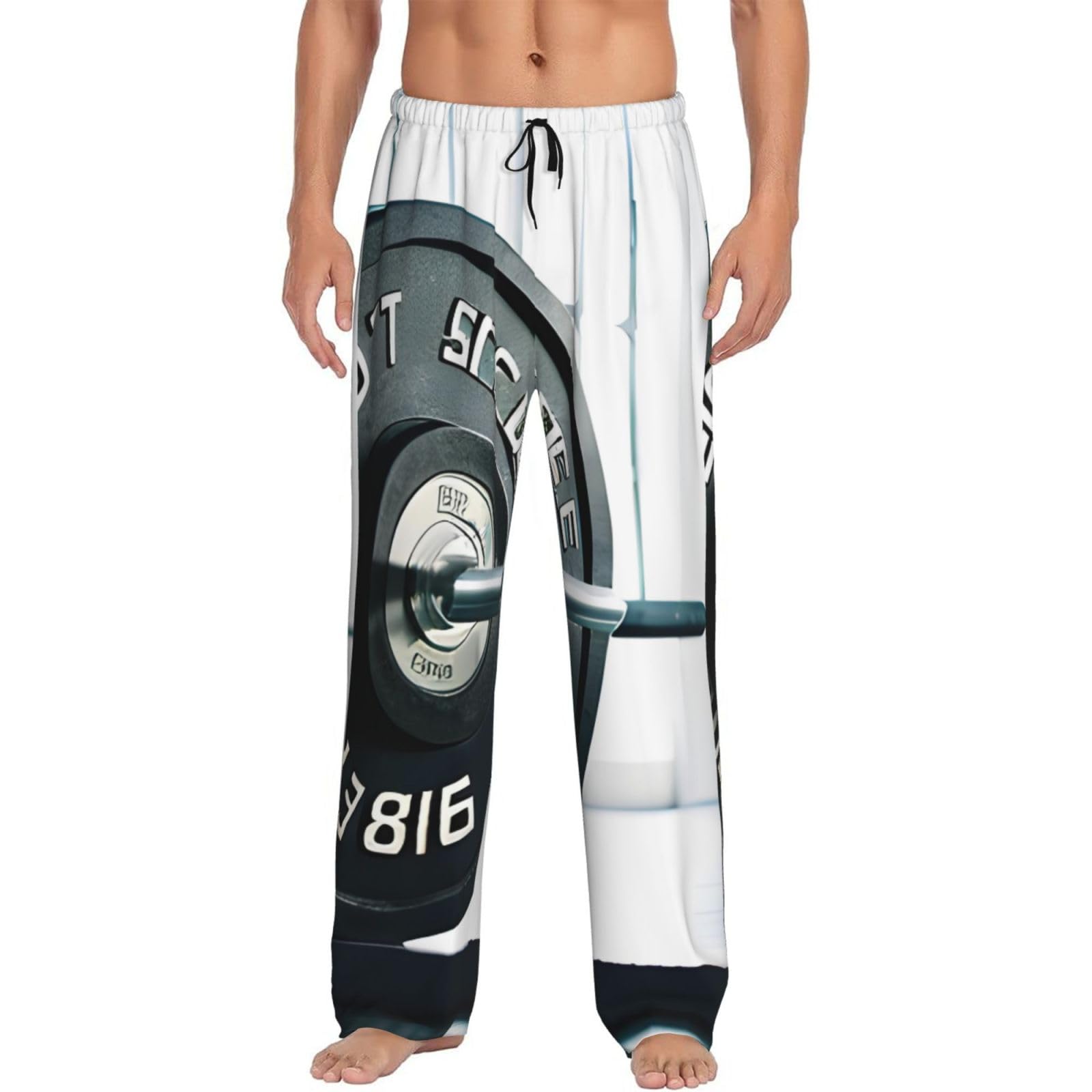 Fscev Men's Black Weightlifting Sports Pajama Pants Essentials Loungewear Relaxed Nighttime Sleep Lazy Weekend