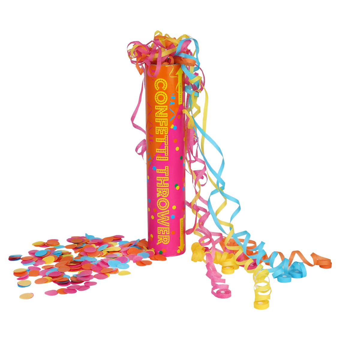 Talking Tables 1 x Streamers & Confetti Cannon, Double Sided for Birthdays Weddings, Rainbow Coloured Eco Paper Party Thrower Paper Shooter Biodegradable Plastic-Free 22 cm