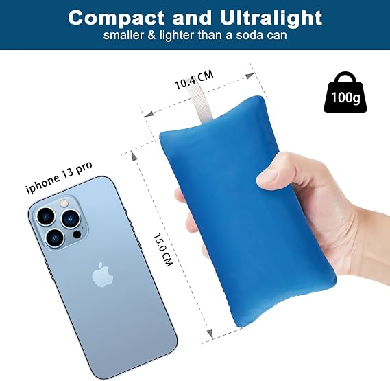 Eono Ultralight Inflatable Camping Pillows for Adults, Compressible Compact Travel Inflatable Pillow, Comfortable Ergonomic Blow Up Air Pillow for Camping, Hiking, Beach, Fishing
