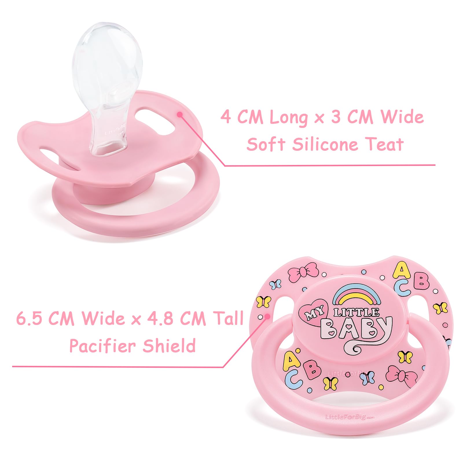 LittleForBig Bigshield Generation-II Adult Sized Printed Pacifier My Little Baby Pattern Pink - Image 4