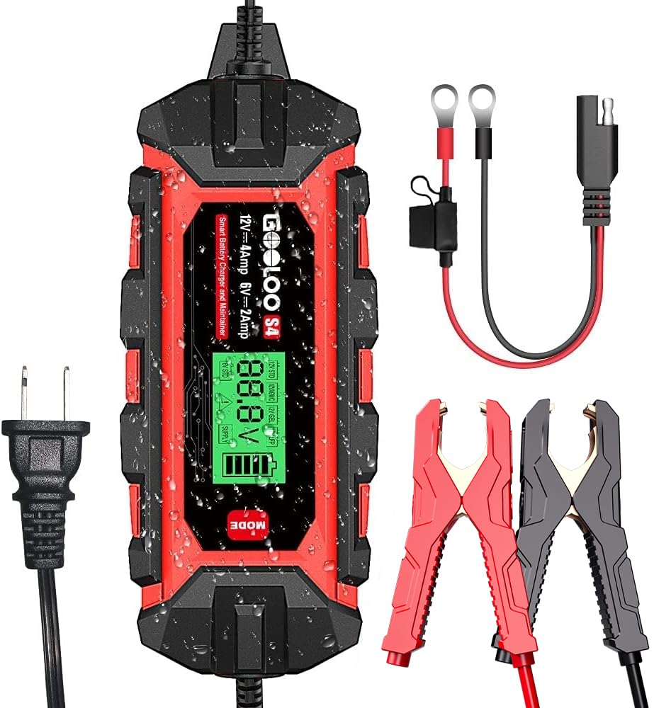 GOOLOO S4 4A Car Battery Charger, 6V/12V Smart Trickle Charger Maintainer