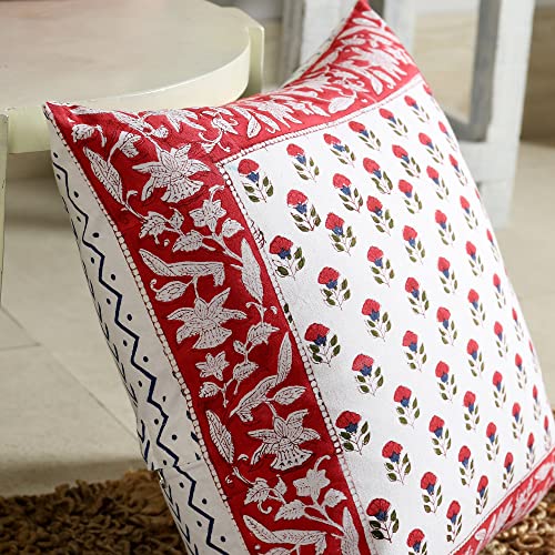 Image of Ravaiyaa - Attitude is everything Cotton Hand Block Printed Soft Cushion Cover Pillow Case 16 inch Square Cushion Sham Set of 2 Piece