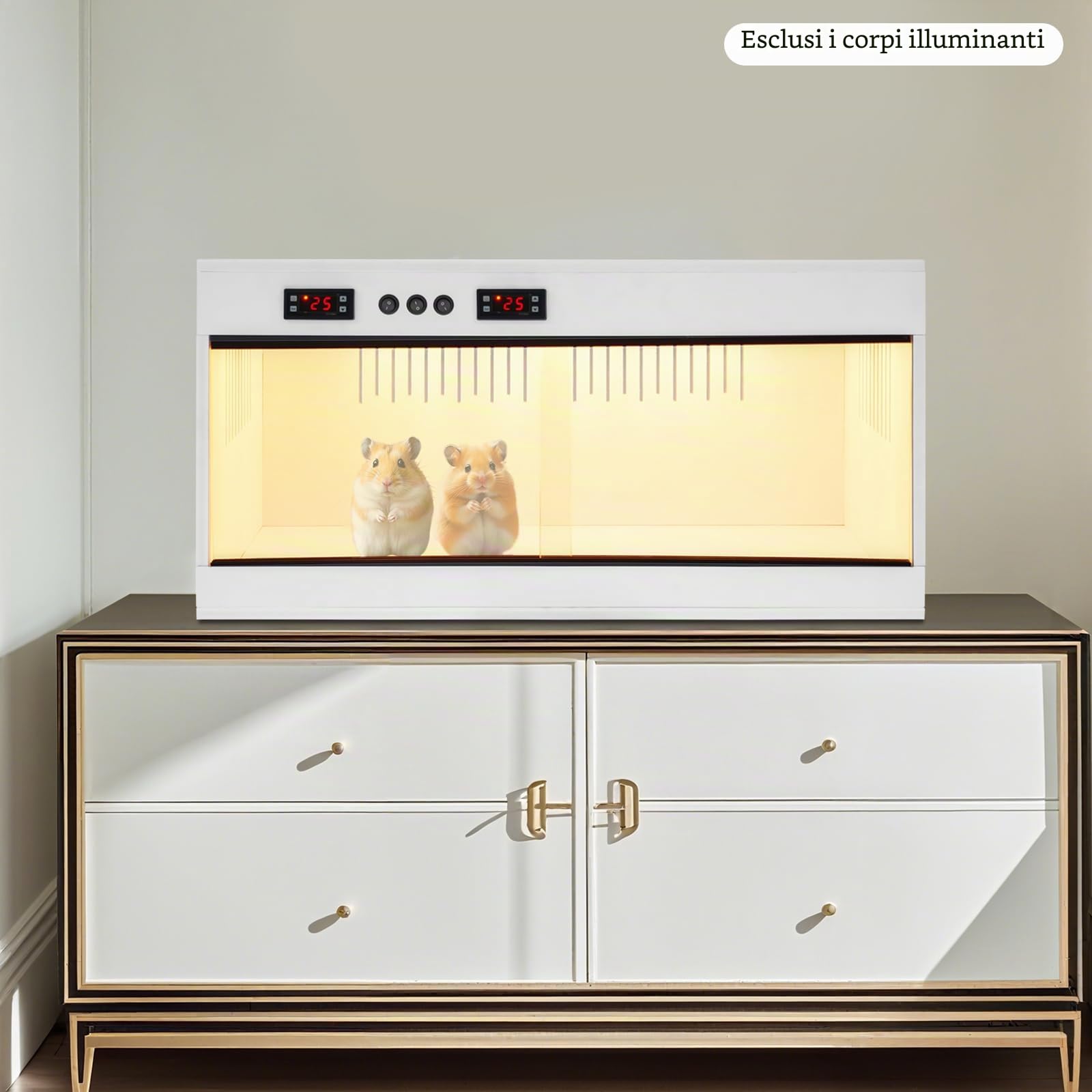 Terrario per Rettili in PVC con Scatola di Allevamento Intelligente con Termostato Due Zone di Temperatura Indipendenti, Scatola per Alimentazione dei Rettili, Display LCD per Gecko, Camaleonte