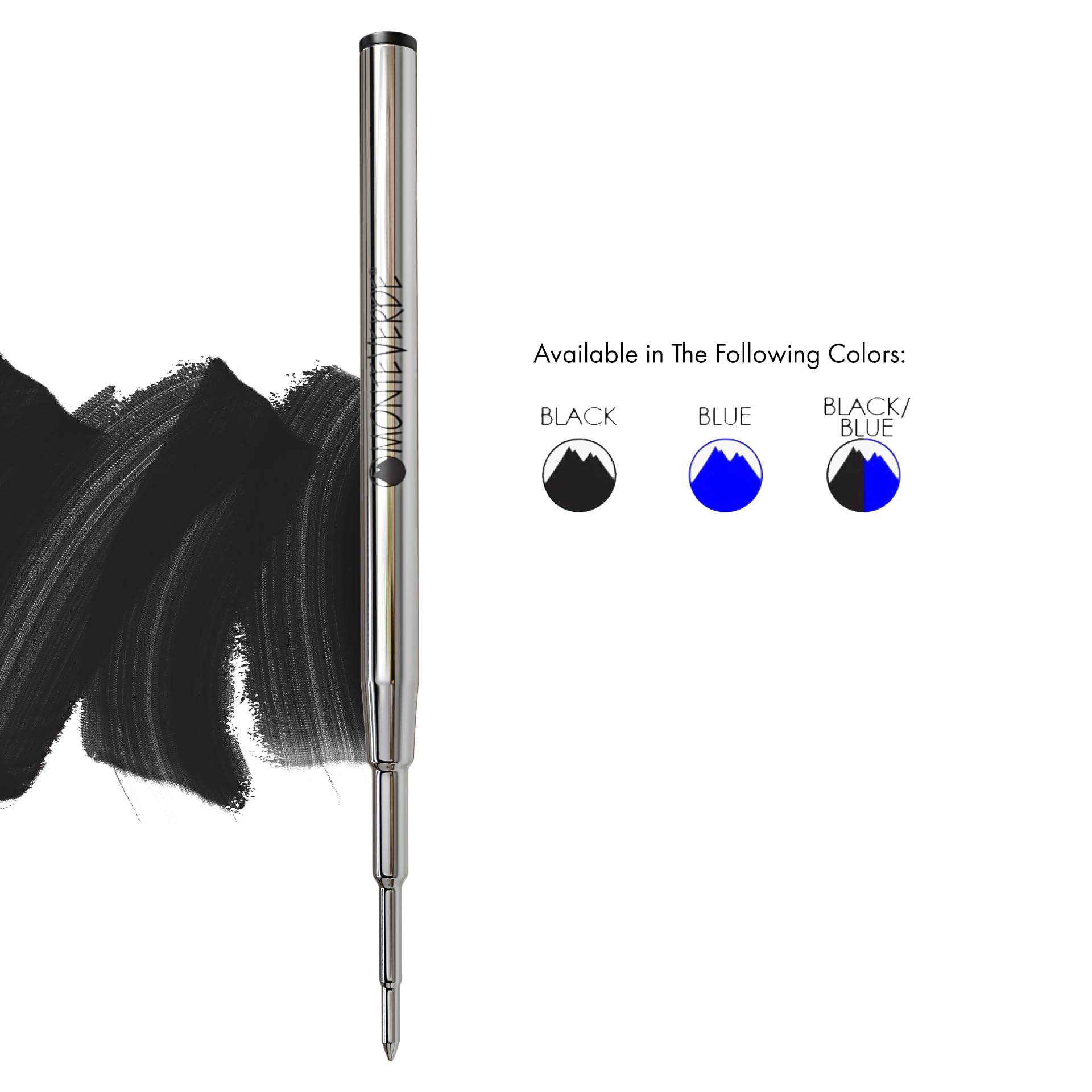 Monteverde Soft-Roll-Kugelschreibermine für Montblanc Stifte, Stärke B, Blau/Schwarz, 2 Stück