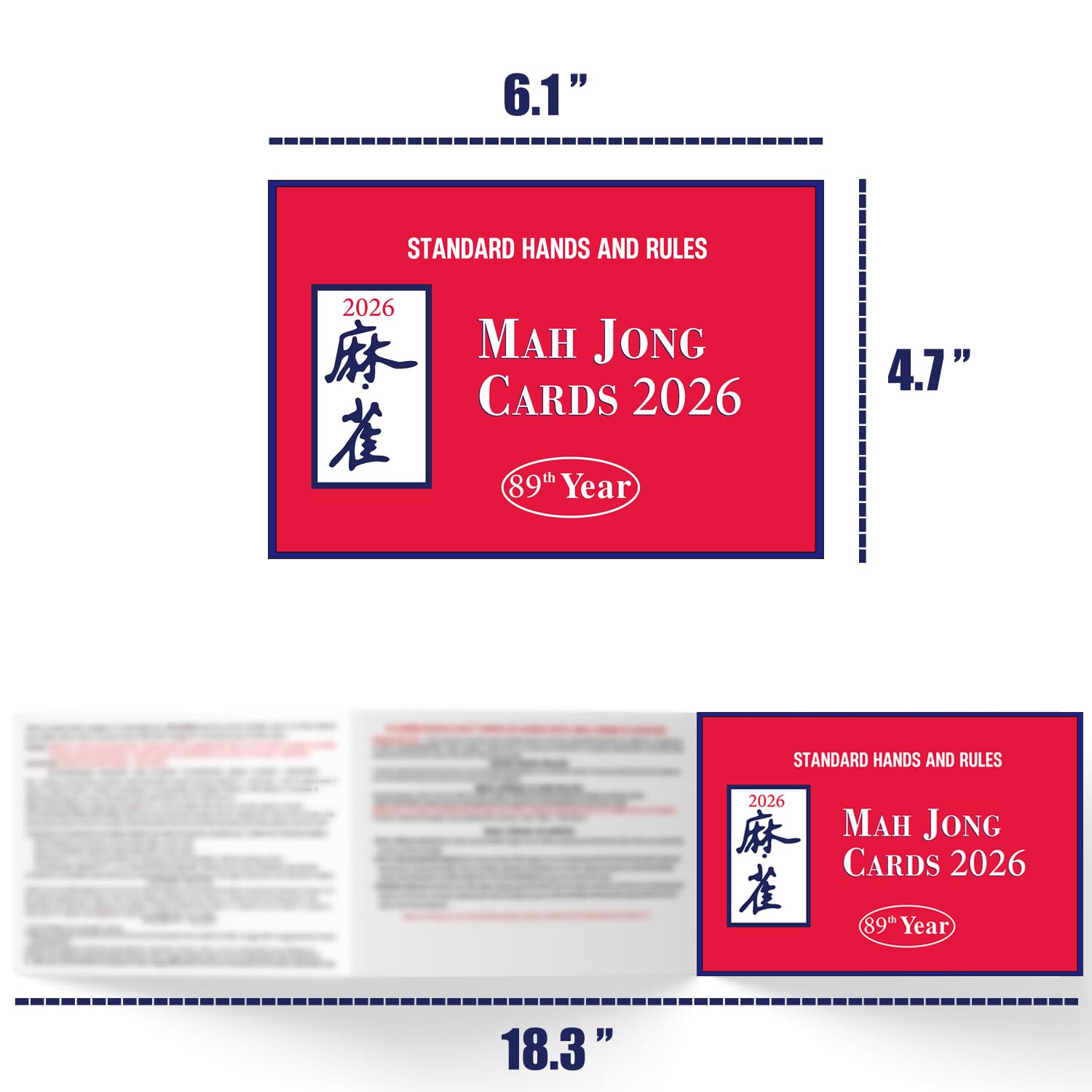 KINDAUS Mahjong Cards 2026, Large Print Mahjong Card 2026 in Easy-to-Read Large Size, Mahjong Rules Card Quick Reference, Set of 4 Folded Mahjong Cards for Game Night — view 2