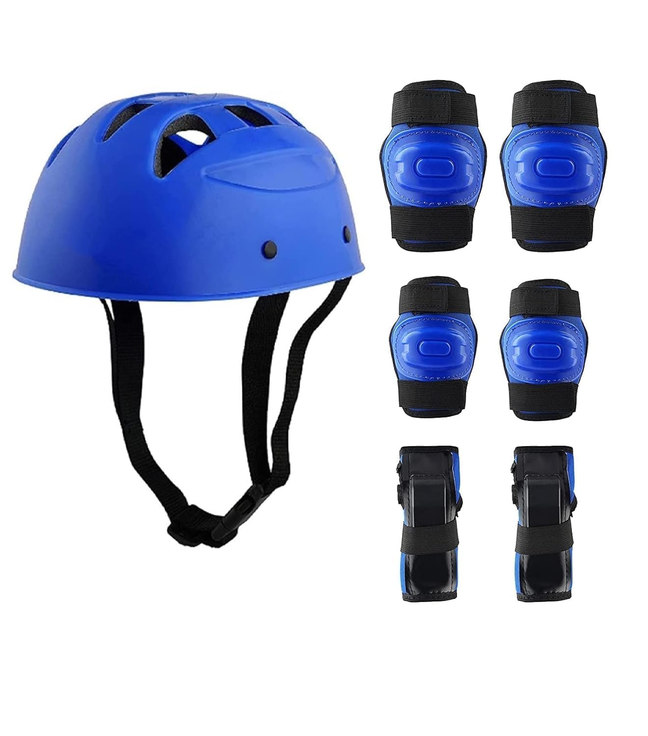 Kids Skating Safety Kit, 6-12 Years, Red Helmet and Knee/Elbow Pads (Blue)-image-47