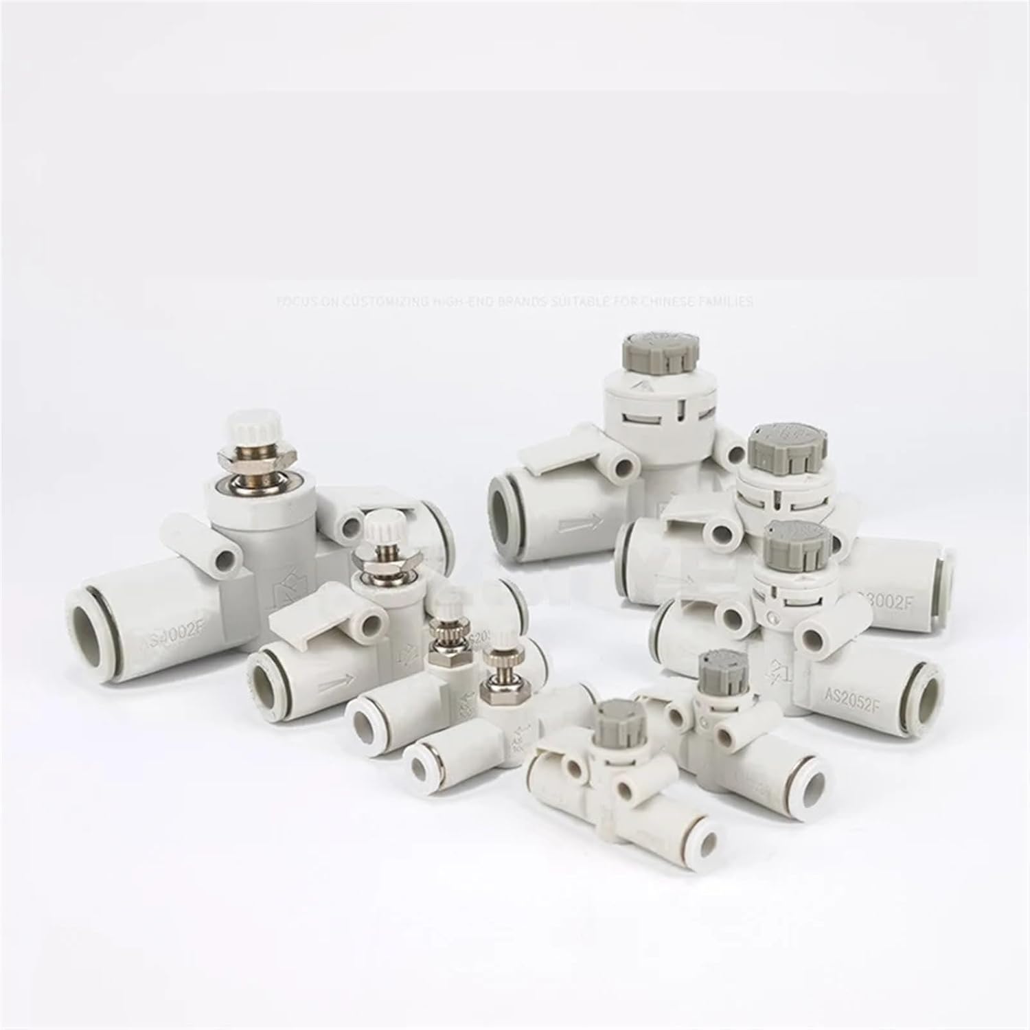 SMC Type Pipeline Throttle Valve AS1001F Knob Control Quick Connectors One-way Manual Adjustment of Air Speed White Premium (Color : AS2052F-08)