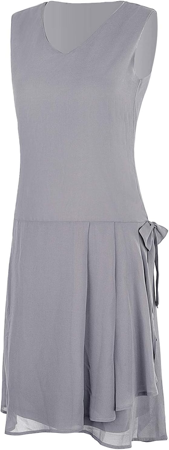 Vijiv Womens 1920s Inspired Flapper Dress High Tea Drape with Bow Fashion Roaring 20s Great Gastby Dress - Image 3