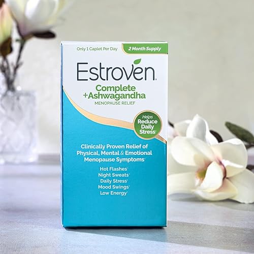 Miniatura 4 de Estroven Suplemento completo + Ashwagandha para menopausia multisíntoma para mujeres, ingredientes clínicamente probados que proporcionan alivio de