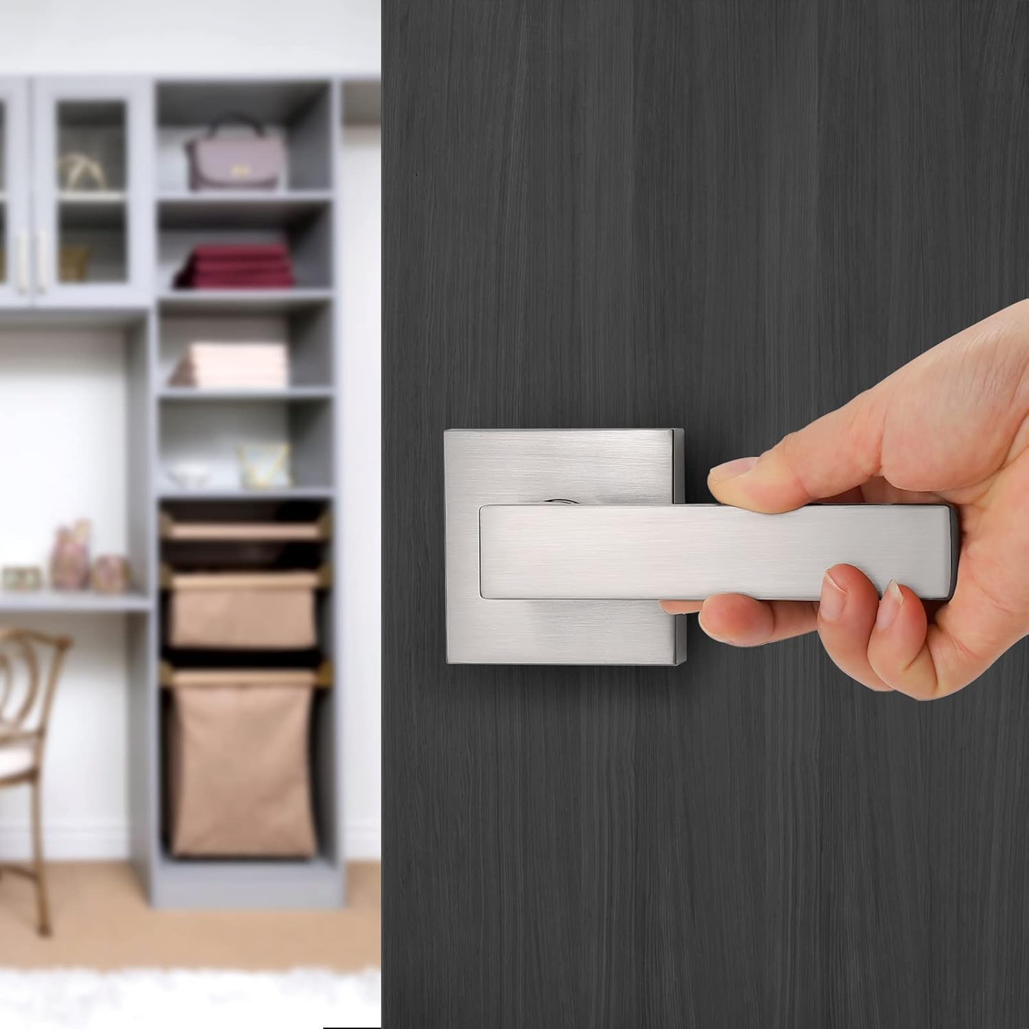 Probrico 10 Pack Privacy Door Levers and (10 Pack) Dummy Door Levers Bundle, Satin Nickel Interior Door Handles for Bath/Bed and Hall/Closet,Heavy Duty