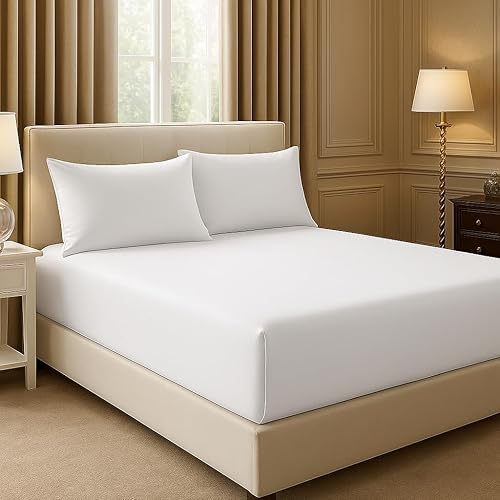 Miniatura 7 de Charlottely Hues - Sábana bajera de 1000 hilos, 100 % algodón egipcio de fibra larga, transpirable, tejido de satén en todo el contorno, se adapta a