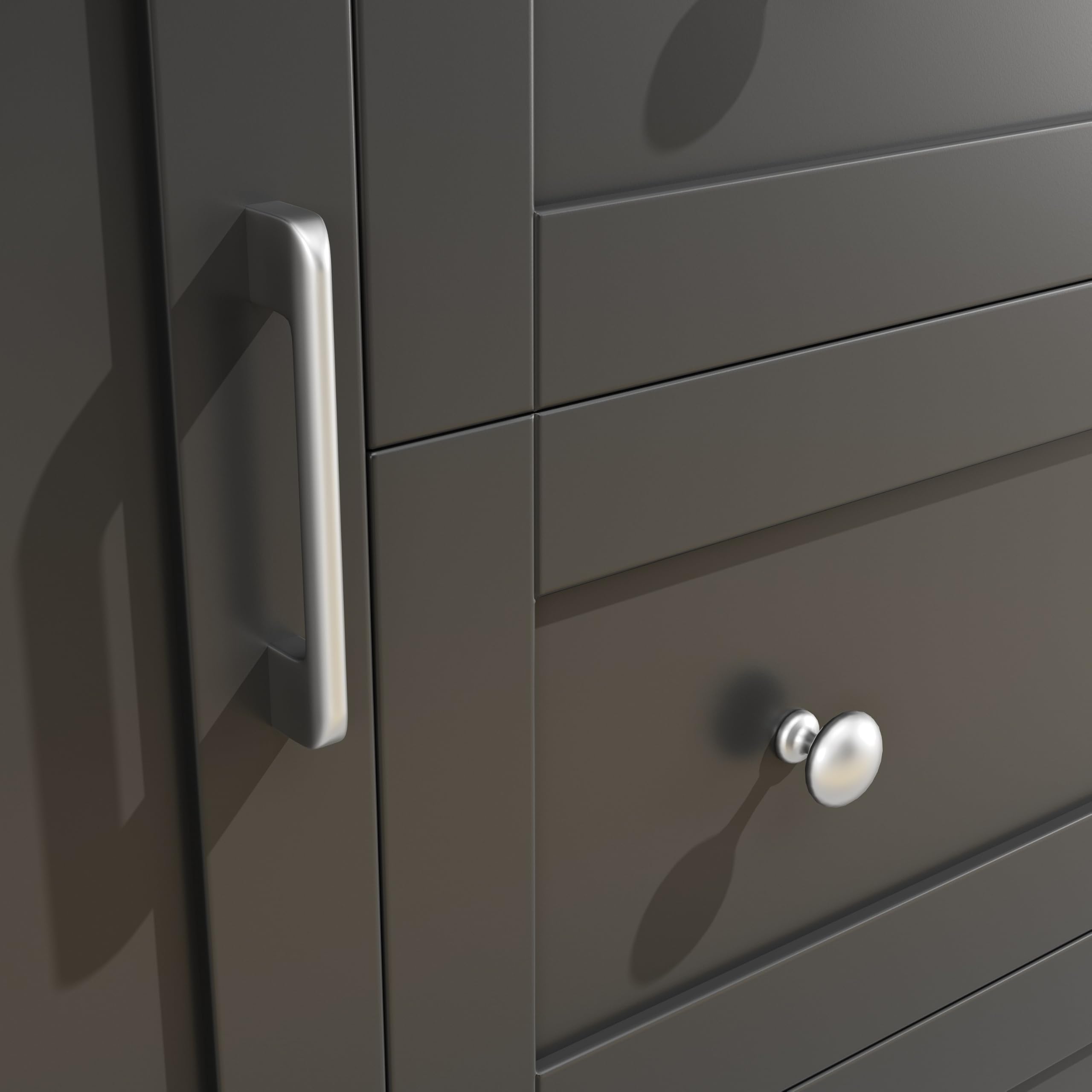 Hochwertiger Hochschrank mit App-Steuerung，115×40×180cm, Wohnzimmerschrank mit 4 Türen & 3 Schubladen, Küchenvitrine mit Musik-Lichtfunktion & Kippschutz, Schwar