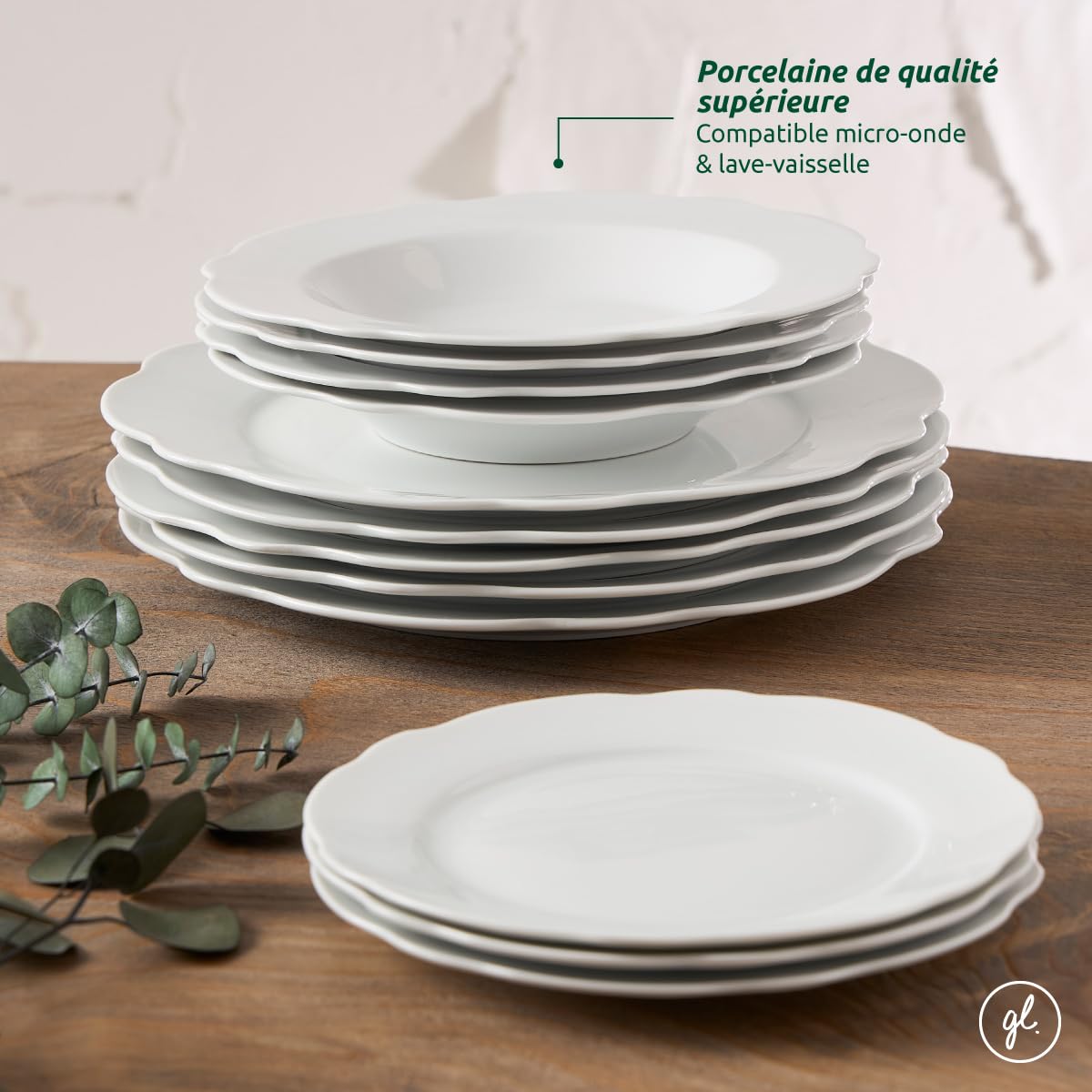 Il numero 1 del risparmio-6 PIATTI PIANI MALAGA IN CERAMICA BIANCHI 26 CM