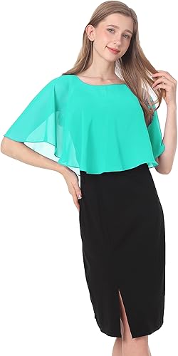 Miniatura 4 de Baoqiya Capelet nupcial de la boda de la gasa del cordón del encogimiento de chales y envolturas para el vestido de noche