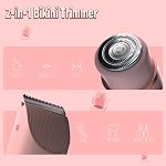 Bikini Trimmer pour les femmes, 2 en 1 Rasoir électrique & Bikini Shaver pour les femmes IPX7 Pinceau imperméable pour cheveux et démaquillant de visage,